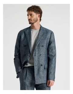Double Breasted Linen Blazer in Indigo