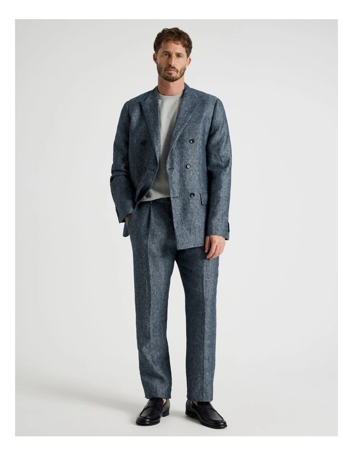 Double Breasted Linen Blazer in Indigo image 4