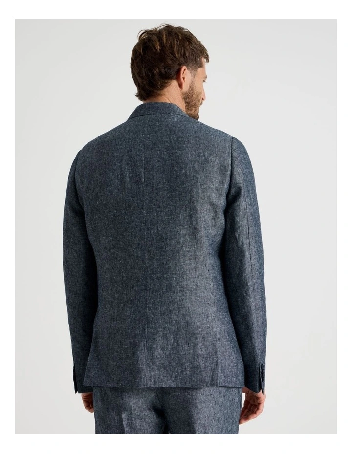 Double Breasted Linen Blazer in Indigo image 6