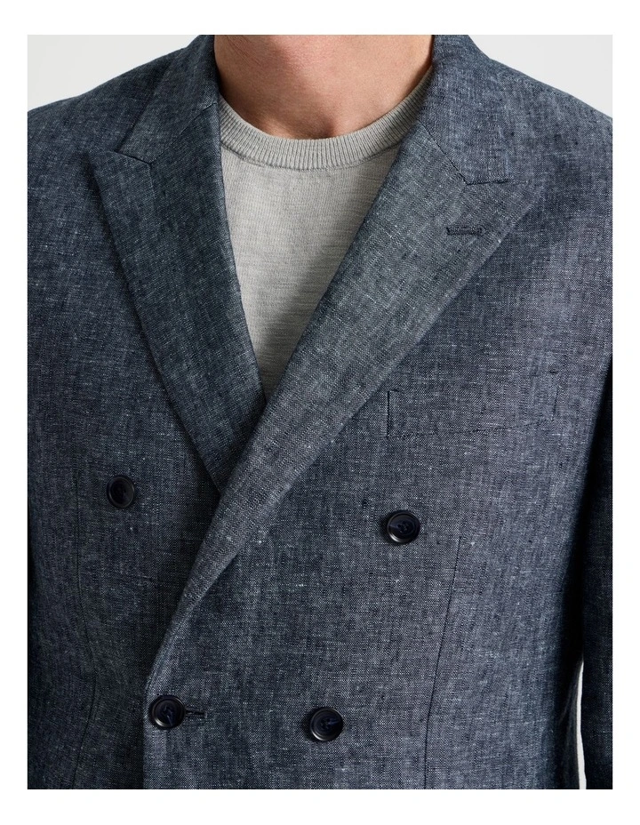 Double Breasted Linen Blazer in Indigo image 7