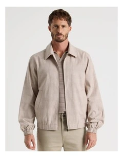 Bomber in Sand and White Check Print