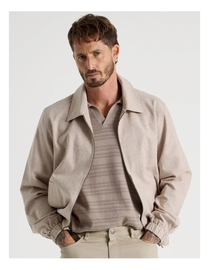 Bomber in Sand and White Check Print image 2