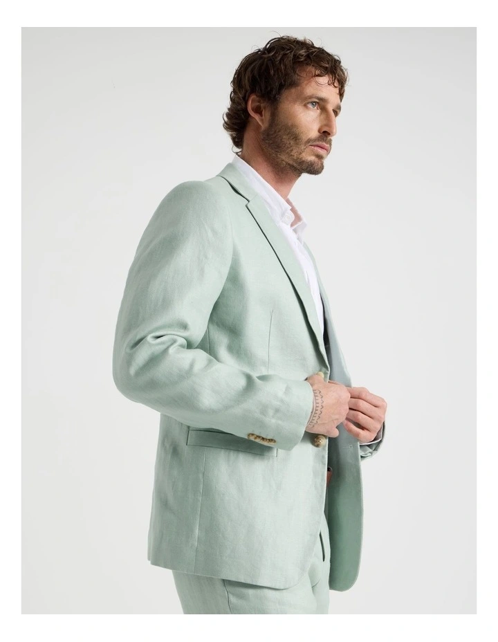 Single Breasted Linen Blazer in Seagrass image 2