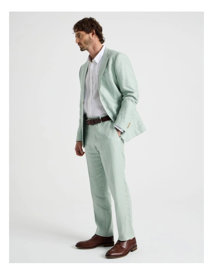 Single Breasted Linen Blazer in Seagrass image 3