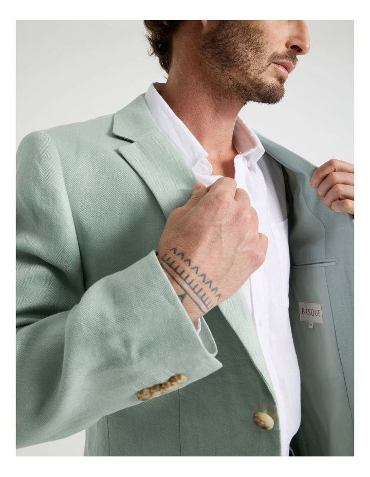 Single Breasted Linen Blazer in Seagrass image 4