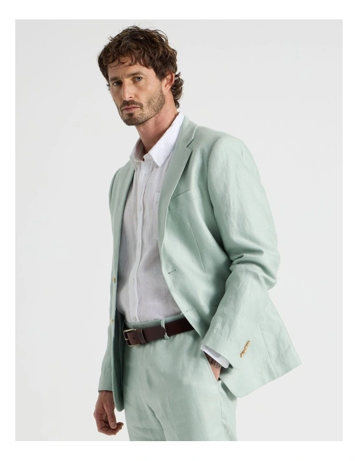 Single Breasted Linen Blazer in Seagrass image 5