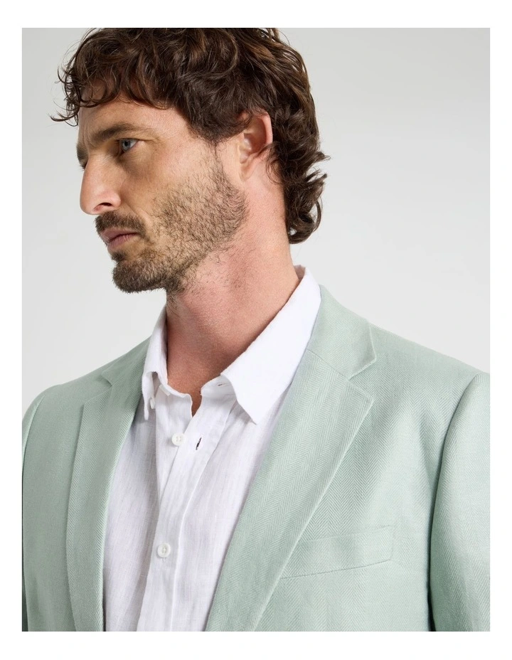 Single Breasted Linen Blazer in Seagrass image 7