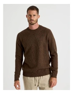 Two Tone Slub Knit Sweater in Chocolate