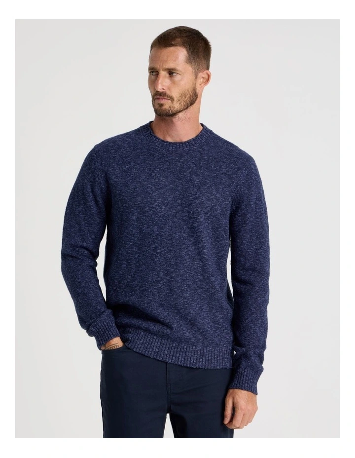 Two Tone Slub Knit Sweater in Navy image 2