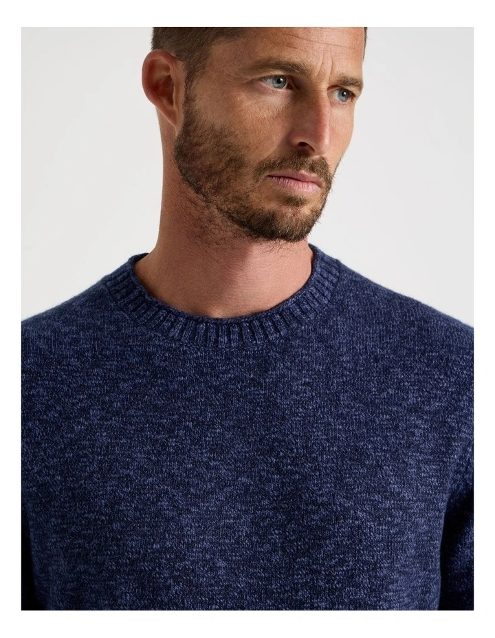 Two Tone Slub Knit Sweater in Navy image 4