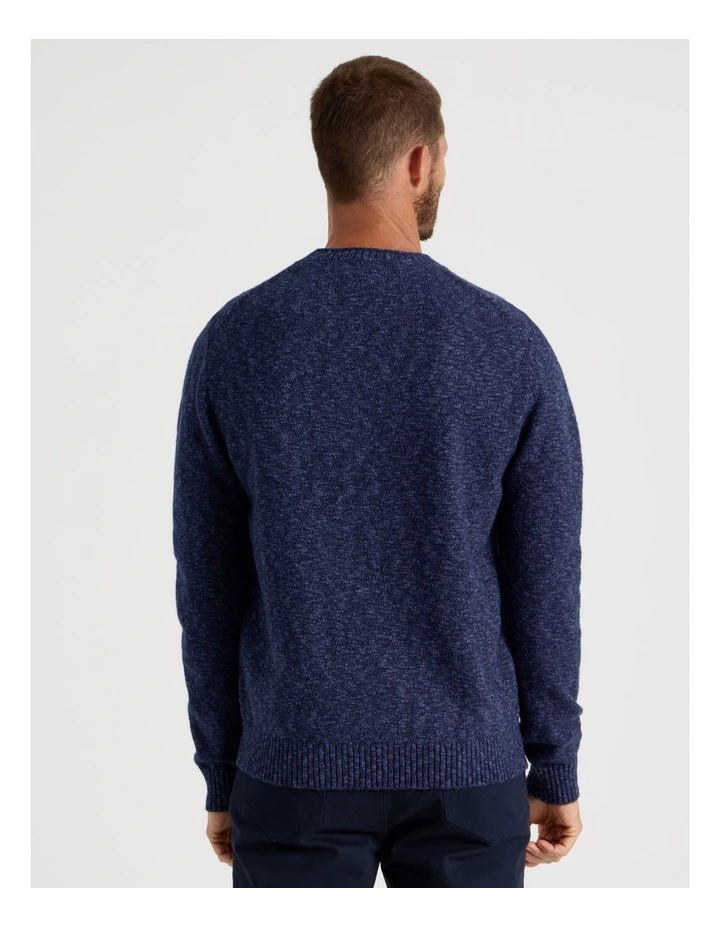 Two Tone Slub Knit Sweater in Navy image 6