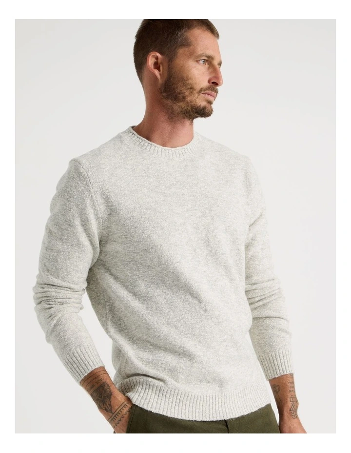 Two Tone Slub Knit Sweater in Oatmeal image 4