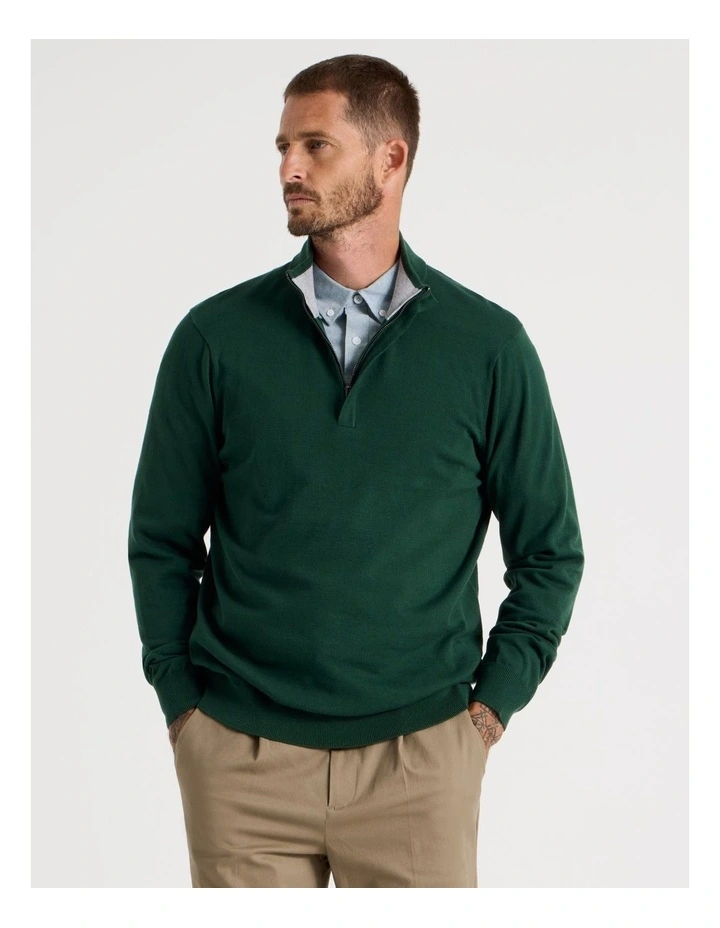 Quarter Zip Knit Sweater in Emerald image 1