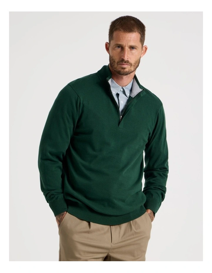 Quarter Zip Knit Sweater in Emerald image 4