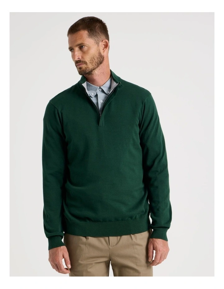 Quarter Zip Knit Sweater in Emerald image 5