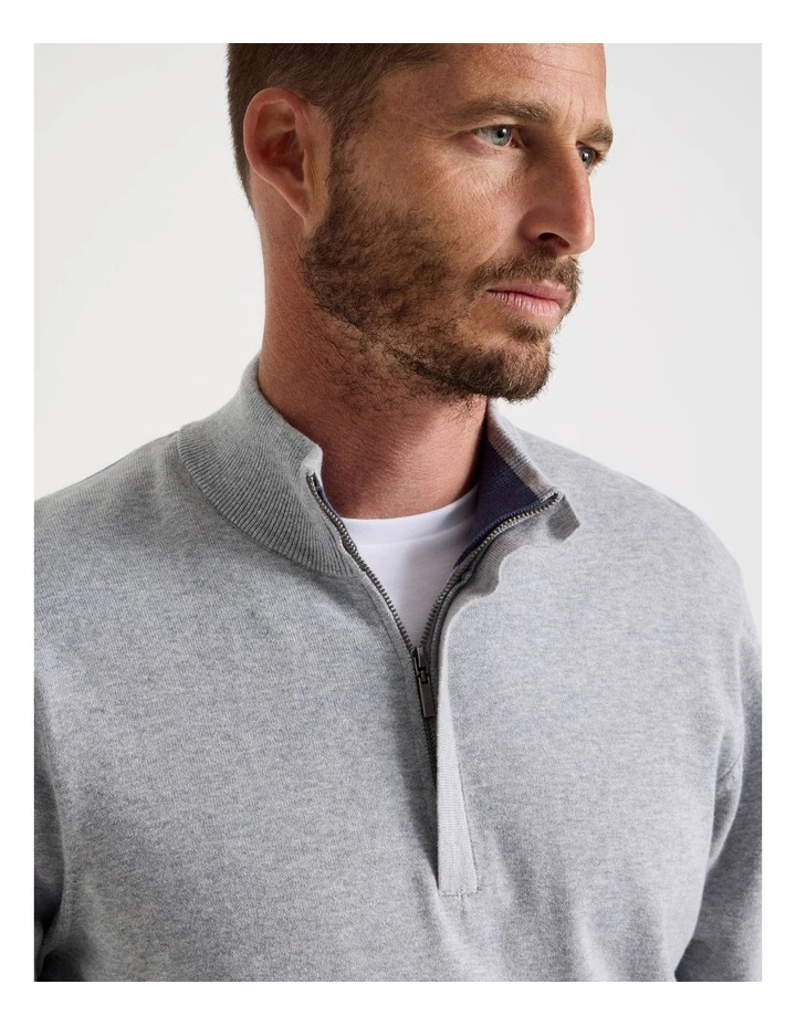 Quarter Zip Knit Sweater in Grey image 2