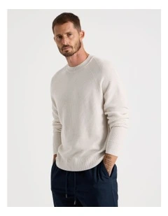 Raglan Sleeve Knit Sweater in White