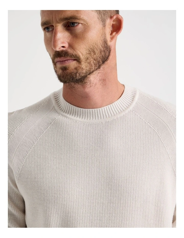 Raglan Sleeve Knit Sweater in White image 3