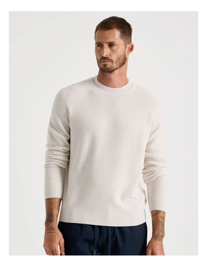 Raglan Sleeve Knit Sweater in White image 4