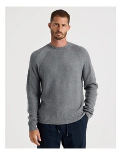 Raglan Sleeve Knit Sweater in Grey Marle