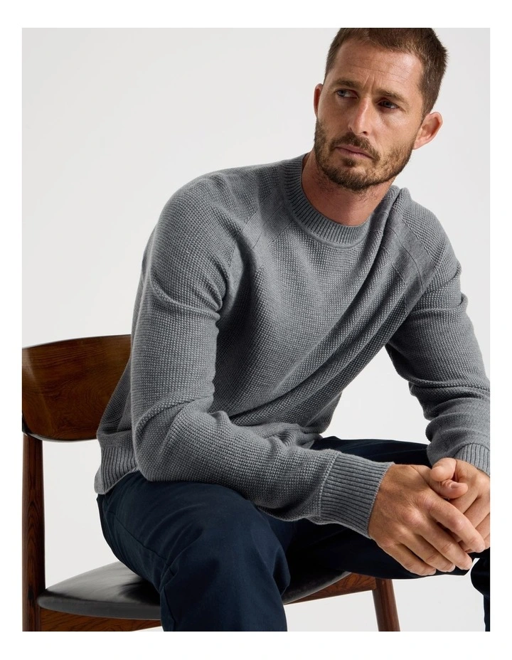 Raglan Sleeve Knit Sweater in Grey Marle image 2