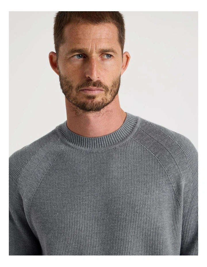 Raglan Sleeve Knit Sweater in Grey Marle image 4