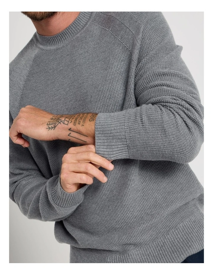 Raglan Sleeve Knit Sweater in Grey Marle image 5