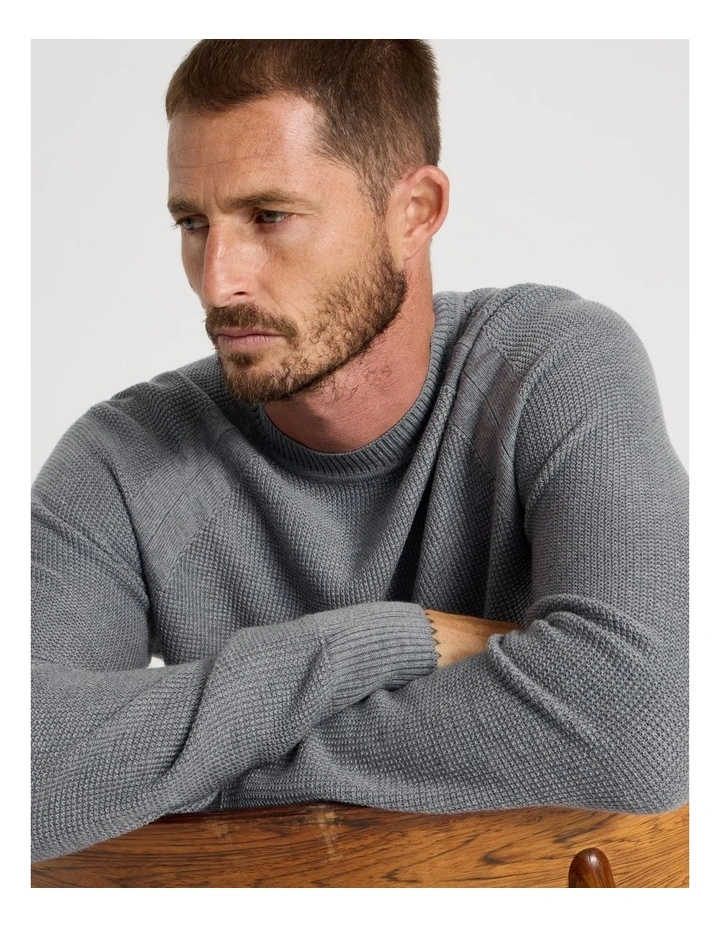 Raglan Sleeve Knit Sweater in Grey Marle image 7