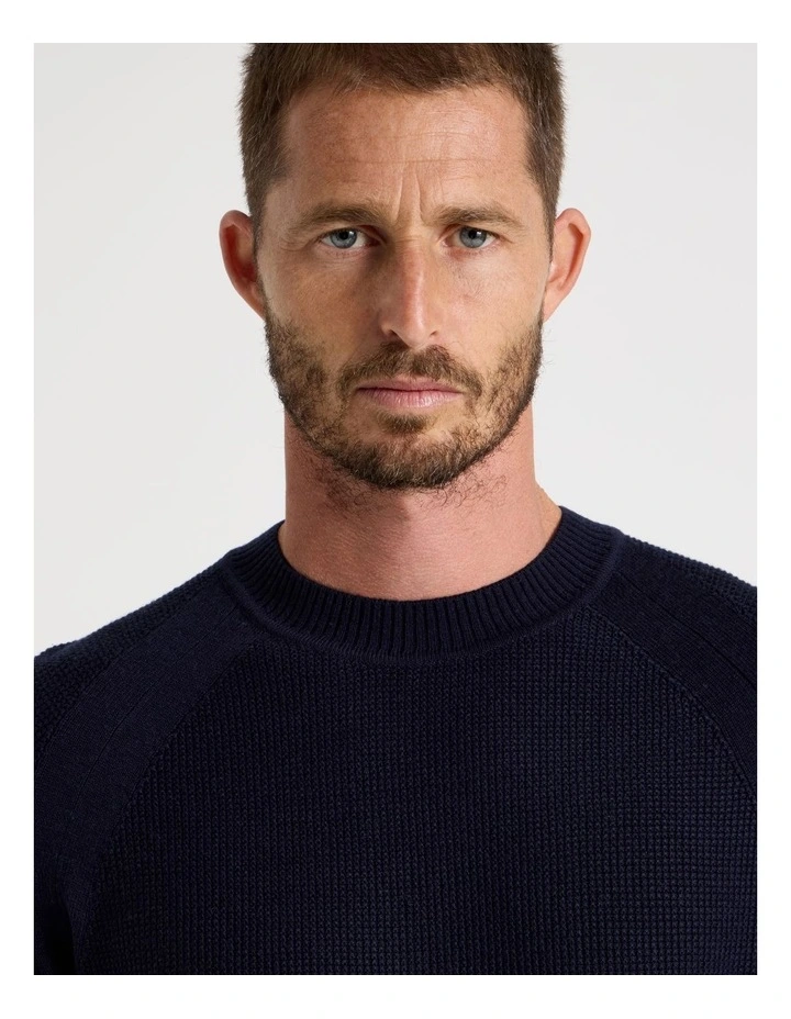 Raglan Sleeve Knit Sweater in Navy image 2
