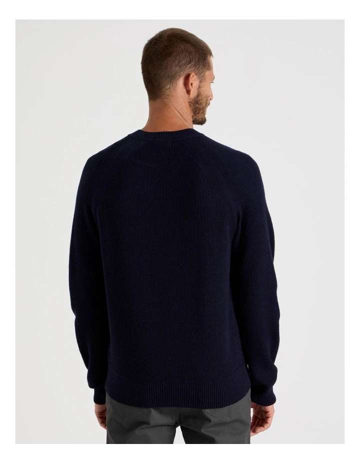 Raglan Sleeve Knit Sweater in Navy image 4
