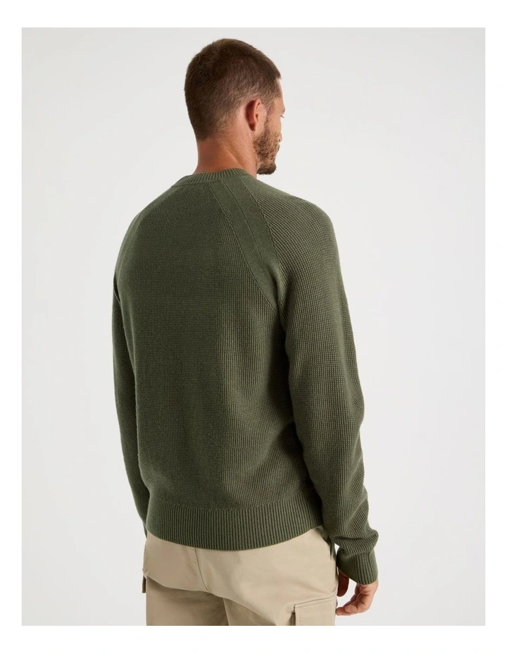 Raglan Sleeve Knit Sweater in Olive image 6