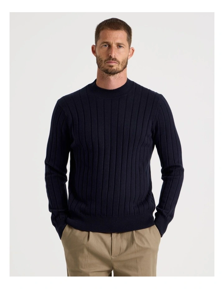 Ribbed Sweater in Navy image 1