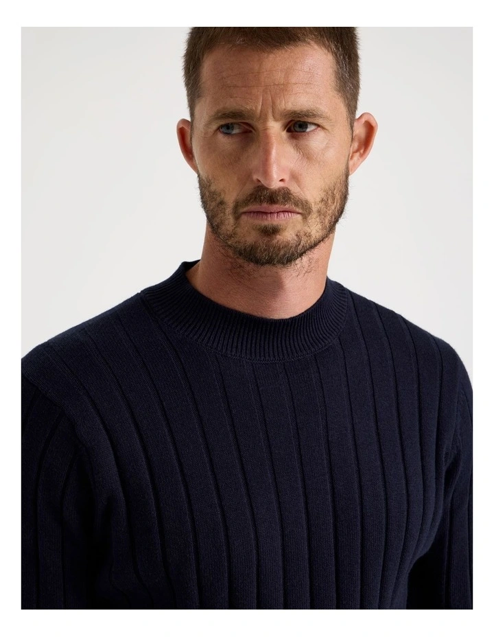 Ribbed Sweater in Navy image 2