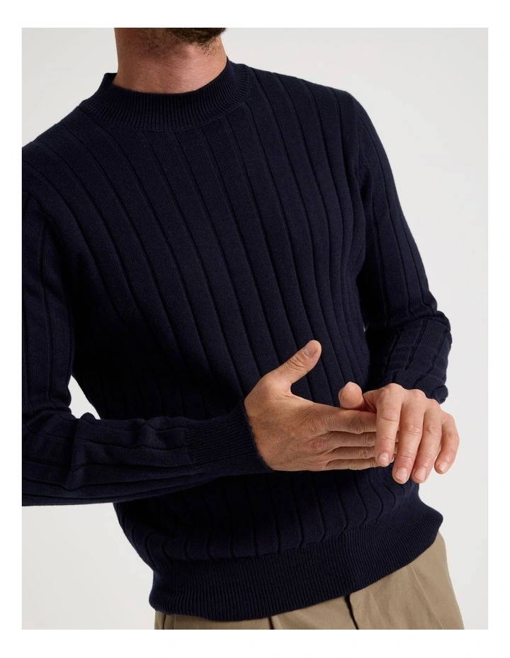 Ribbed Sweater in Navy image 3