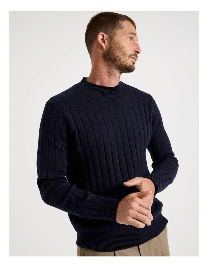 Ribbed Sweater in Navy image 5