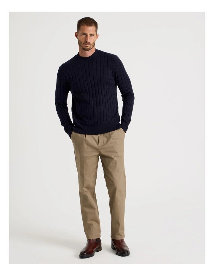 Ribbed Sweater in Navy image 7