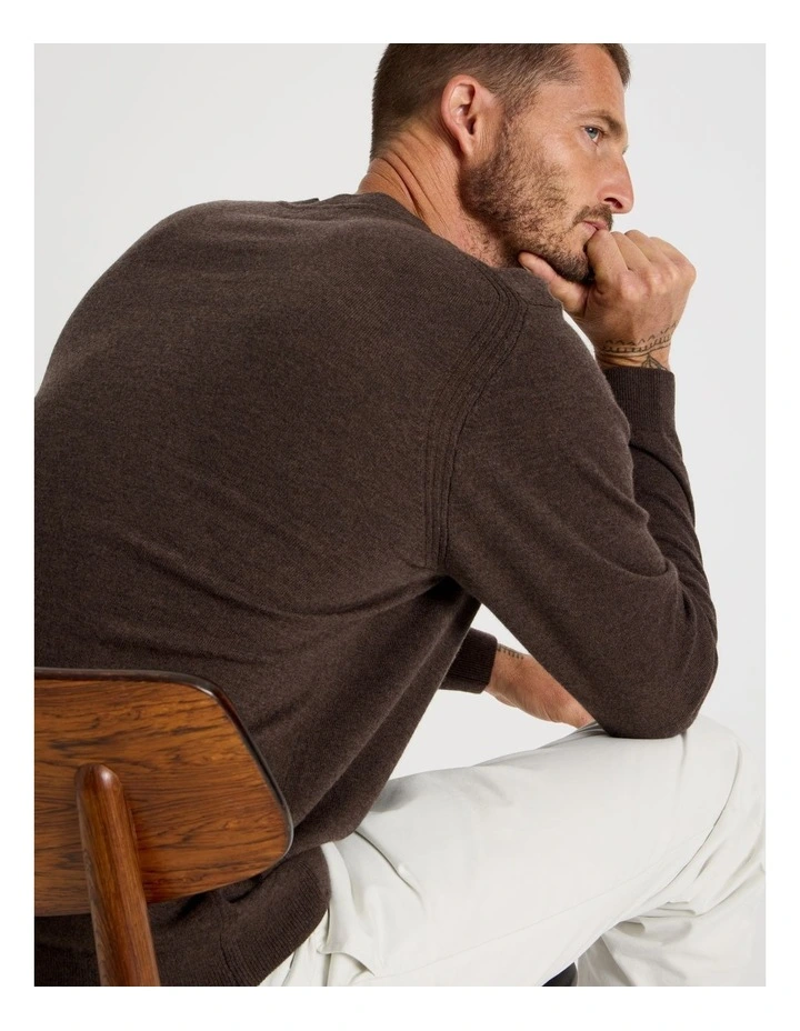 Crew Neck Merino Knitwear Sweater in Brown image 4