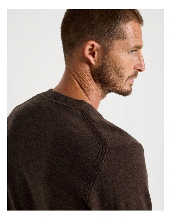 Crew Neck Merino Knitwear Sweater in Brown image 6