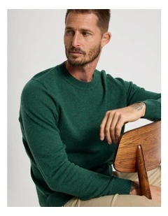 Crew Neck Merino Knitwear Sweater in Emerald