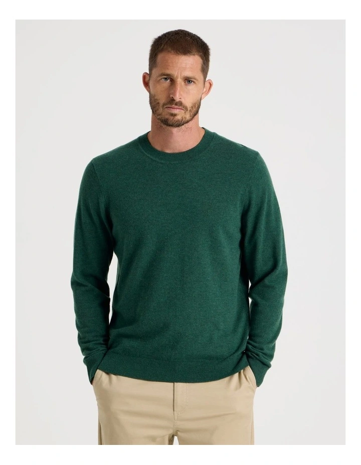 Crew Neck Merino Knitwear Sweater in Emerald image 2