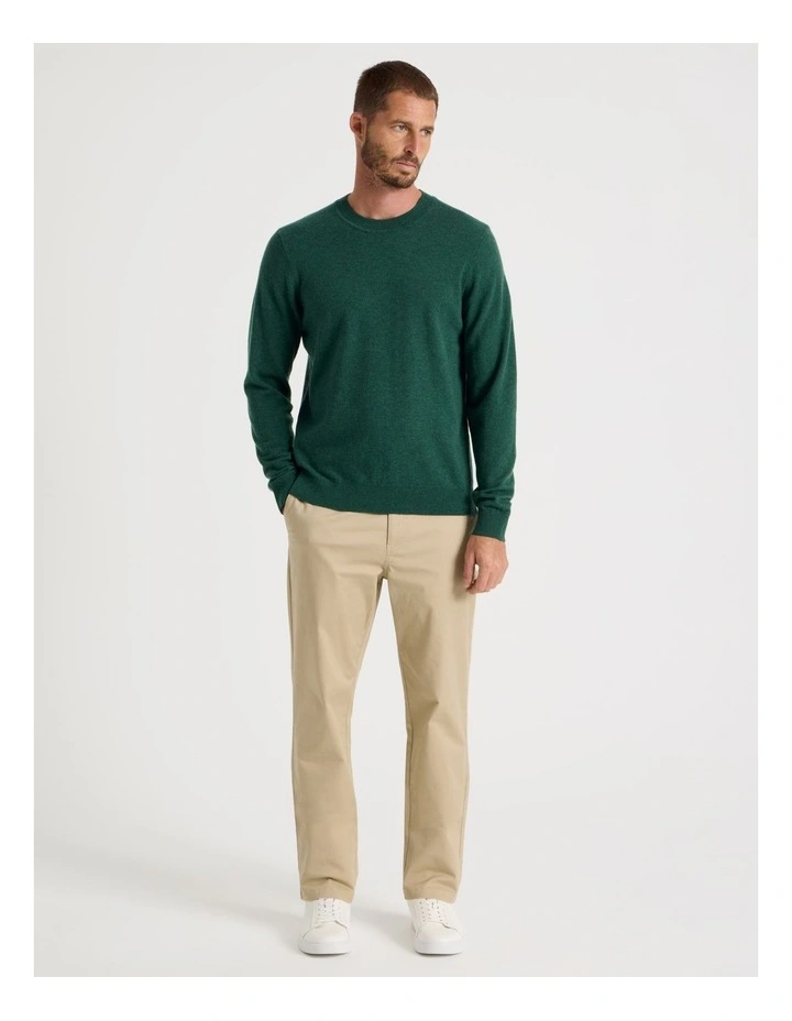 Crew Neck Merino Knitwear Sweater in Emerald image 3