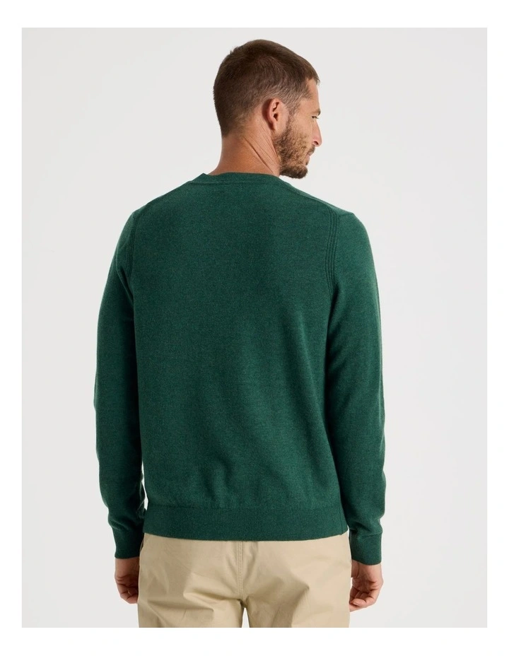 Crew Neck Merino Knitwear Sweater in Emerald image 5