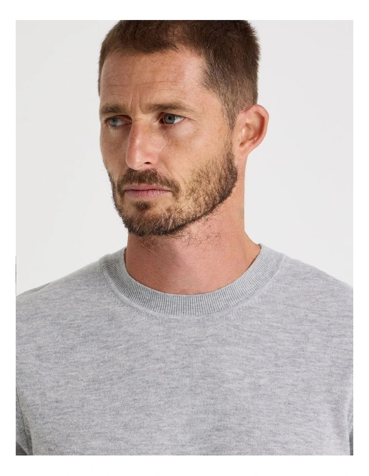 Crew Neck Merino Knitwear Sweater in Grey Marle image 4