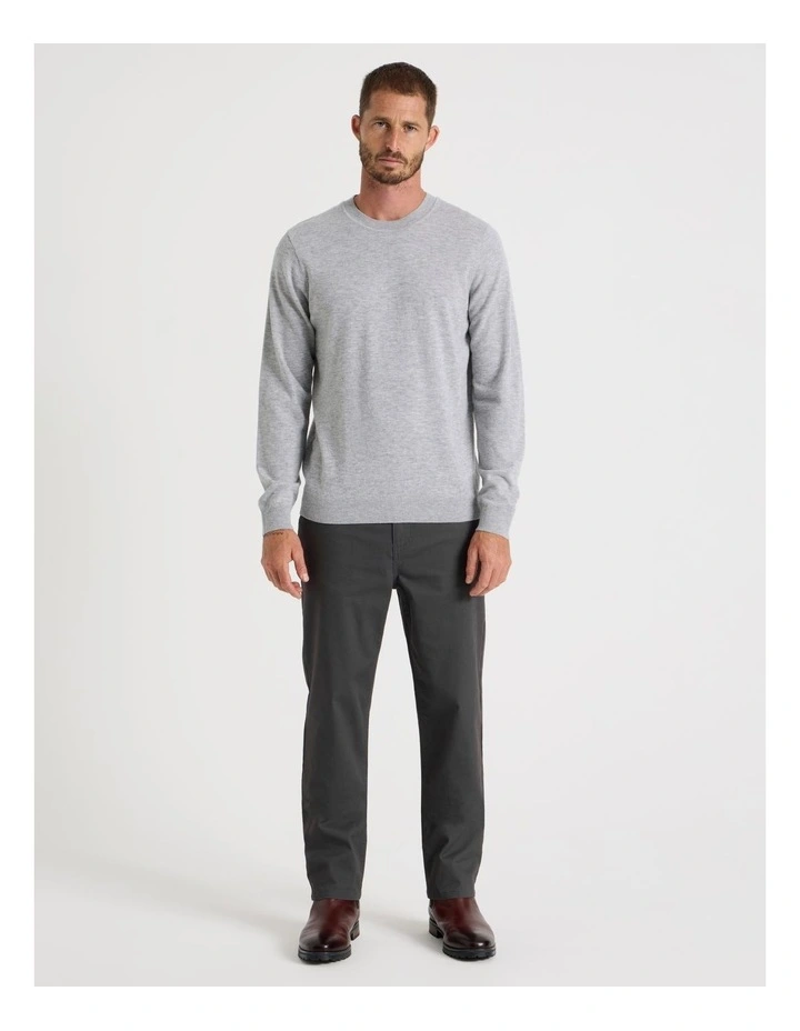 Crew Neck Merino Knitwear Sweater in Grey Marle image 5