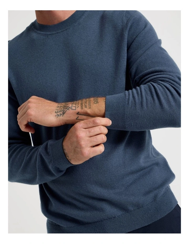 Crew Neck Merino Knitwear Sweater in Midnight image 2