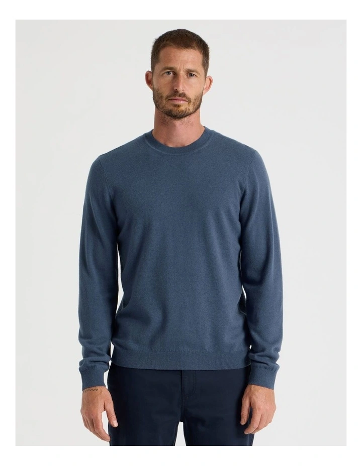 Crew Neck Merino Knitwear Sweater in Midnight image 4