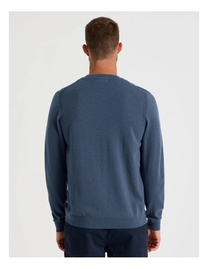 Crew Neck Merino Knitwear Sweater in Midnight image 5