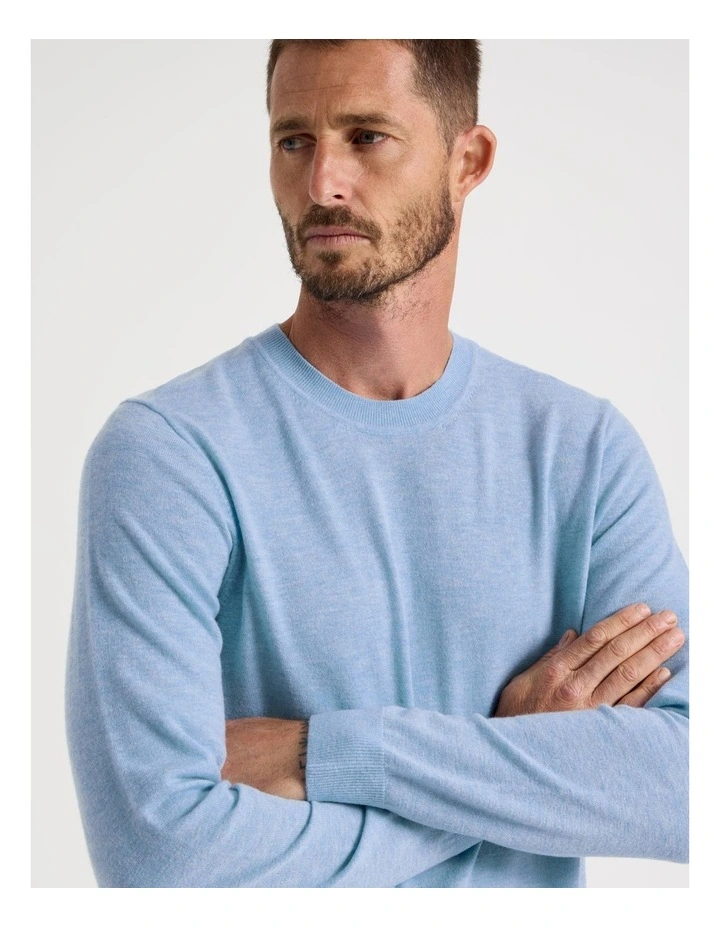 Crew Neck Merino Knitwear Sweater in Blue image 2