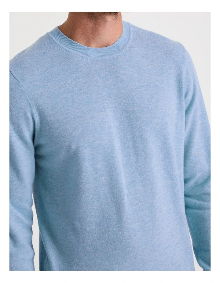 Crew Neck Merino Knitwear Sweater in Blue image 5