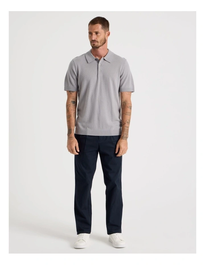 Short Sleeve Merino Knit Polo in Steel image 6